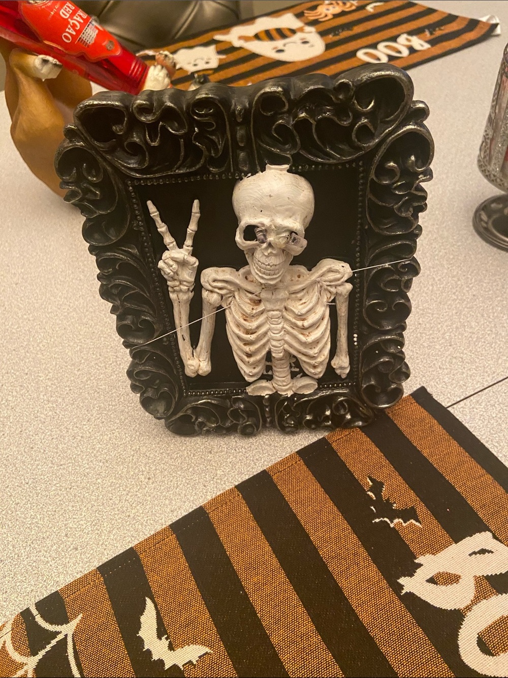 Halloween Skeleton Frame Wall Accent in Black and White light up